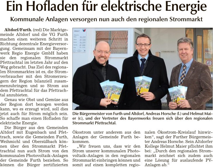 Regiostrom Zeitungsartikel