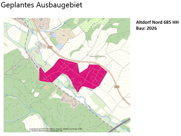 Telekom Geplantes Ausbaugebiet Altdorf Nord 685 HH