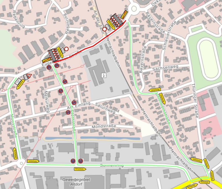 Plan Vollsperrung Eugenbacher Str. bis Kreisverkehr